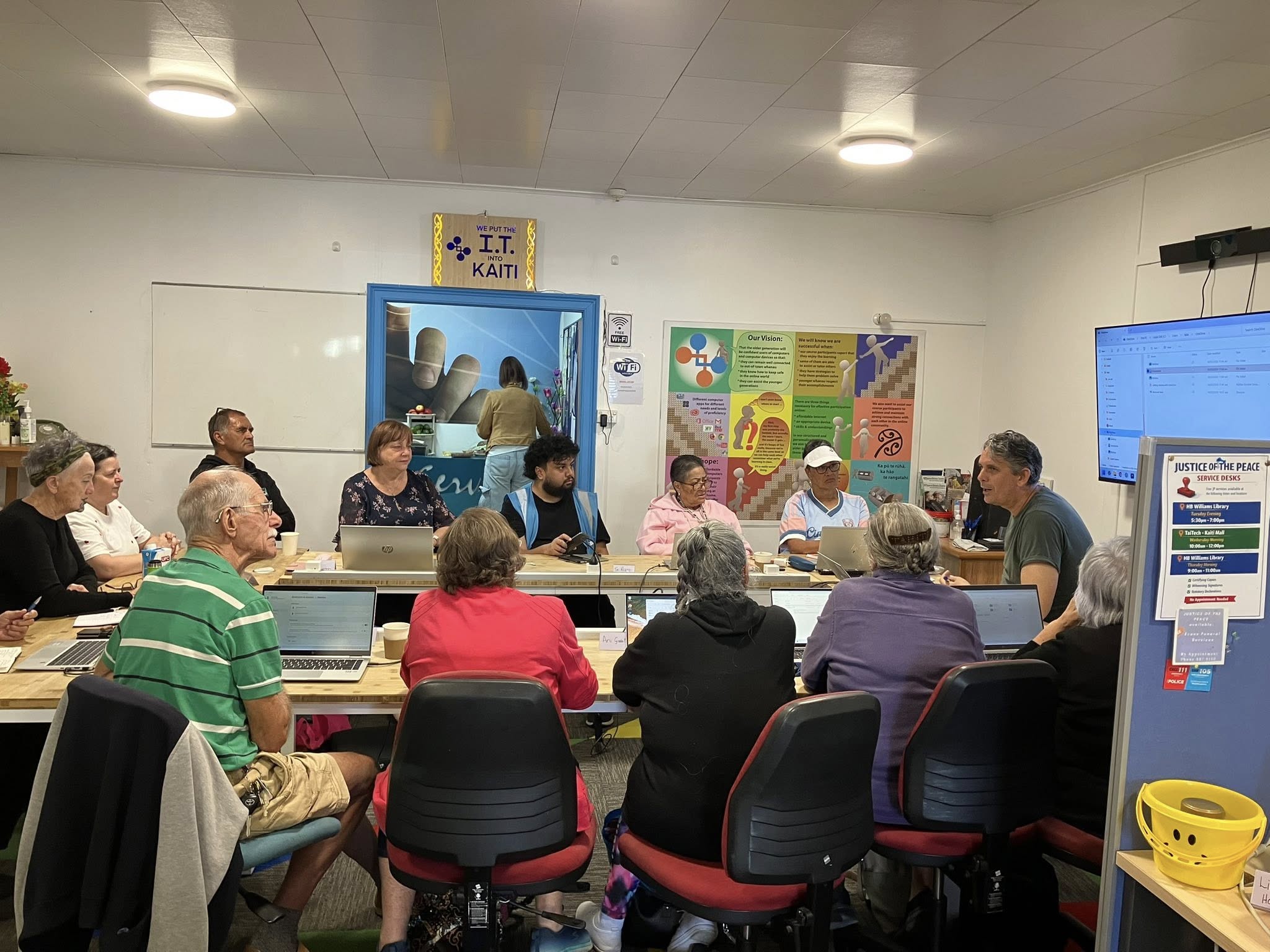 Laptop learners working together